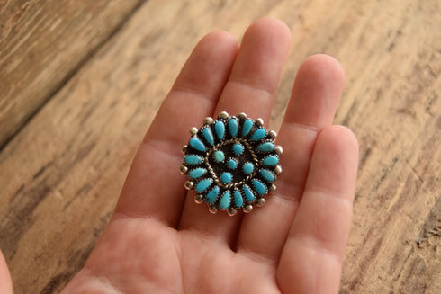 Turquoise Cluster Ring - Size 10 Signed Native Ring