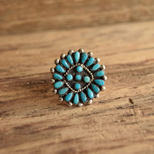 Turquoise Cluster Ring - Size 10 Signed Native Ring