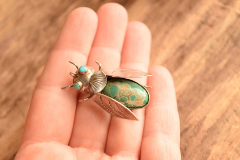 Turquoise Cicada Brooch