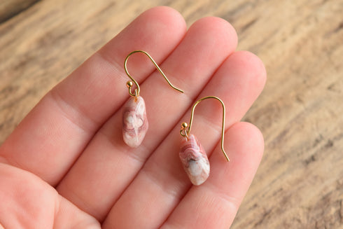 Pink Lace Agate Dangle Earrings