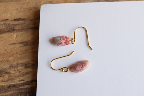 Pink Lace Agate Dangle Earrings