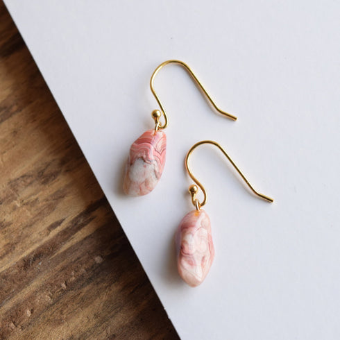 Pink Lace Agate Dangle Earrings