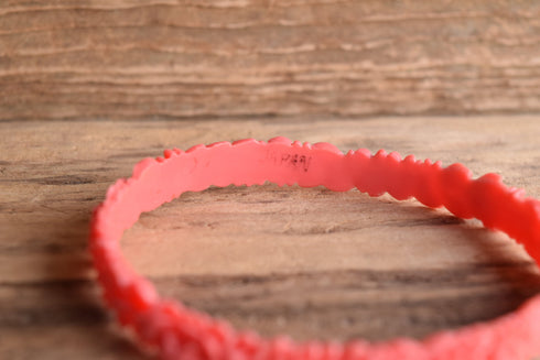 Thin Coral Celluloid Floral Bangle