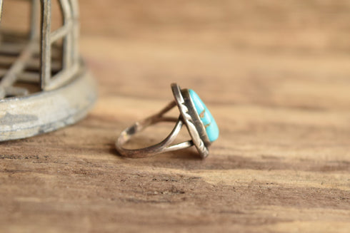 Turquoise Size 6 Ring - Signed Navajo Ring