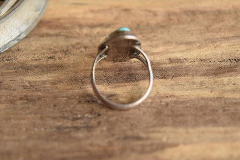 Turquoise Size 6 Ring - Signed Navajo Ring