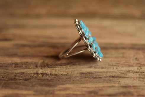 Turquoise Cluster Ring - Size 10 Signed Native Ring