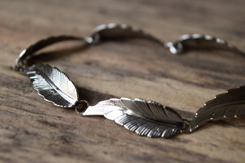 Silver Toned Feather Bracelet