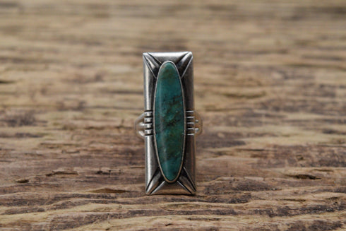 Retangle Long Turquoise Size 5 Ring -