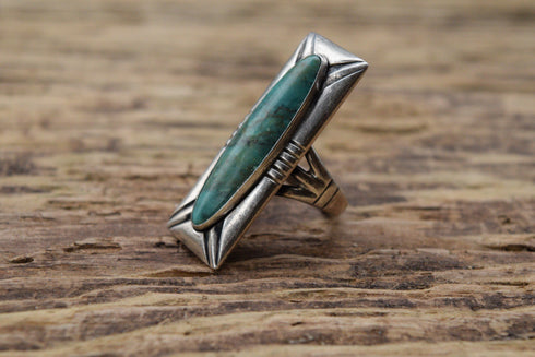 Retangle Long Turquoise Size 5 Ring -