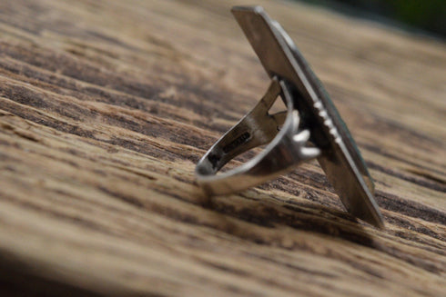 Retangle Long Turquoise Size 5 Ring -