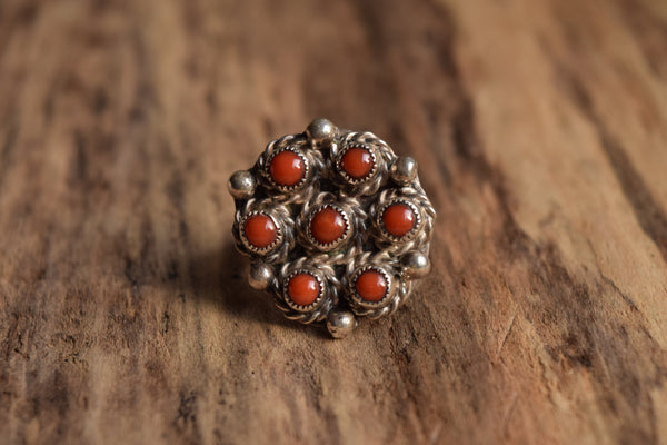 Size 5 Coral Native American Ring