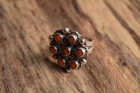Size 5 Coral Native American Ring