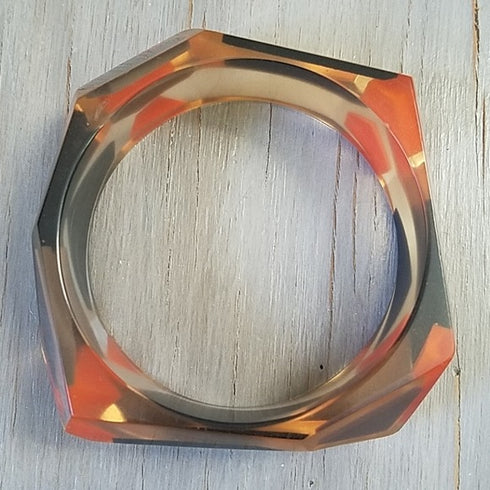 Geometric Orange and Black Bangle