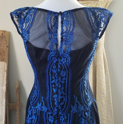 Nanette Lepore Blue Black Lace Dress Picasso Moon