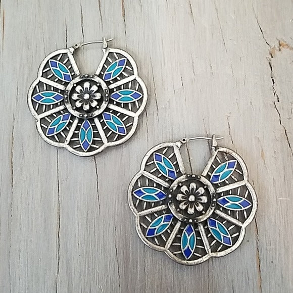 Flower Hoop Boho Earrings