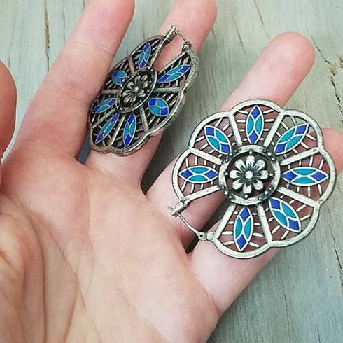 Flower Hoop Boho Earrings