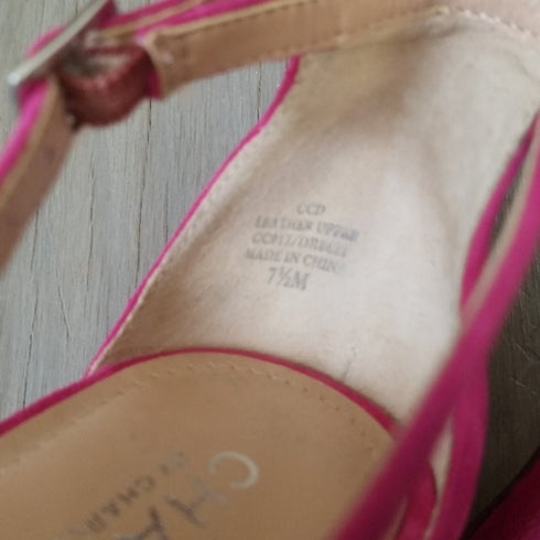 Pink suede strappy heels Charles by charles david