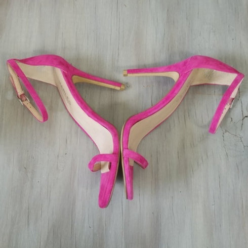 Pink suede strappy heels Charles by charles david