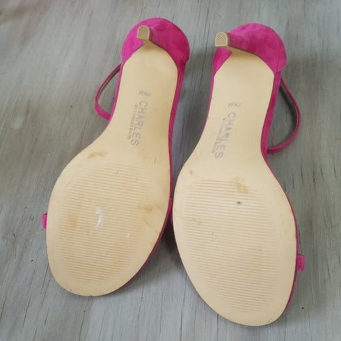 Pink suede strappy heels Charles by charles david